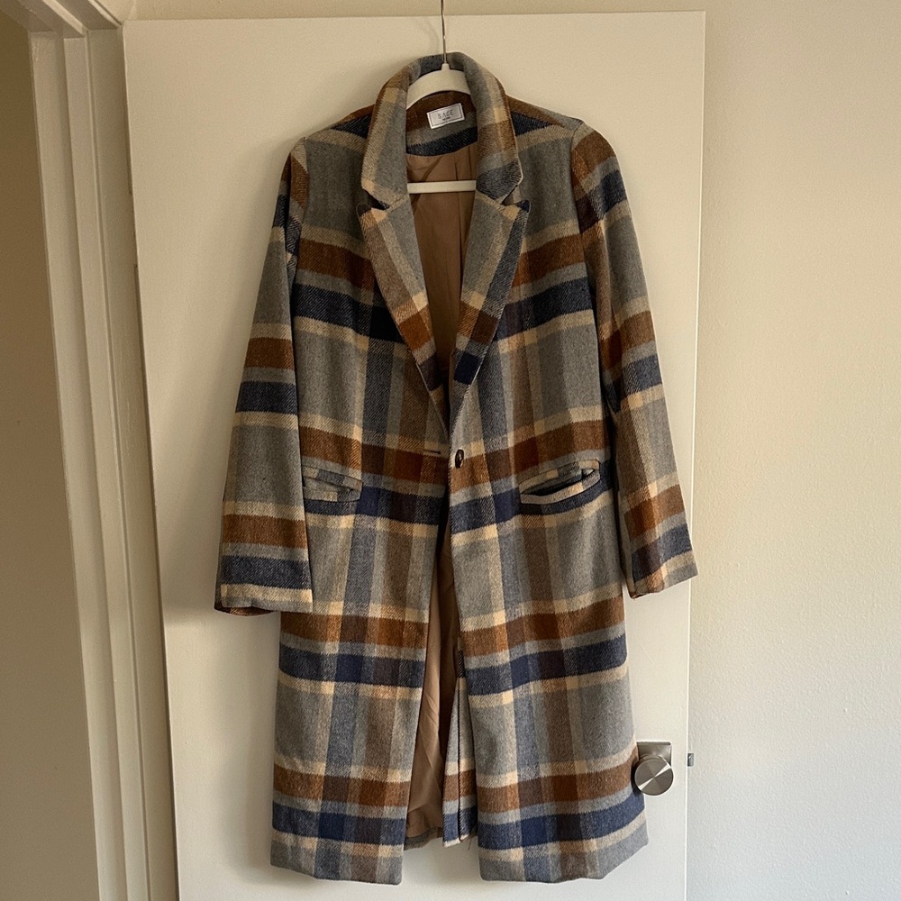 Sage the Label Plaid Coat